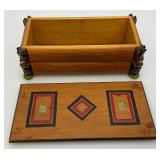 Misc. Vintage Wooden Items Including Aztec Themed Calendar & Wooden Trinket Box