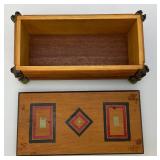 Misc. Vintage Wooden Items Including Aztec Themed Calendar & Wooden Trinket Box