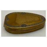 RARE FIND Antique 1917 Patent Date Art Deco Woodworth Karess Powder And Rouge Compact Gold Tone Metal