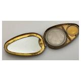 RARE FIND Antique 1917 Patent Date Art Deco Woodworth Karess Powder And Rouge Compact Gold Tone Metal