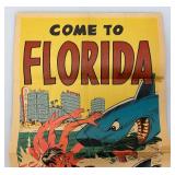 1967 TOPPS Chewing Gum Company "Come To Florida Learn To Swim Fast" Travel Poster 10" x 18" (Tears Present Fixed With Tape)