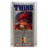 Vintage 1988 Minnesota Twins Bud Light Calendar 17" x 36" Perfect For Man Cave