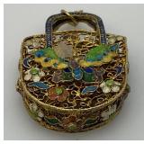 Vintage Cloisonne Butterfly Adorned Charm 5/8" x 1 3/4"