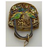 Vintage Cloisonne Butterfly Adorned Charm 5/8" x 1 3/4"