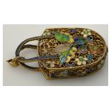 Vintage Cloisonne Butterfly Adorned Charm 5/8" x 1 3/4"