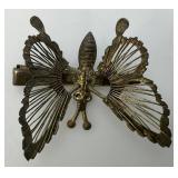 Vintage Ornate Butterfly Clip On Beret/Brooch With Flapping Spring Wings 2" x 2"