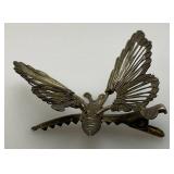 Vintage Ornate Butterfly Clip On Beret/Brooch With Flapping Spring Wings 2" x 2"