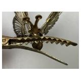 Vintage Ornate Butterfly Clip On Beret/Brooch With Flapping Spring Wings 2" x 2"