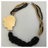 Vintage Large Art Deco Necklace With Female Silhoette (Cast Needs Repair)