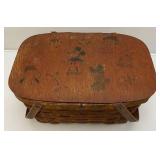 Very Old Picnic Basket With Hand Drawn Cartoon Characters Like Mickey Mouse, Popeye, Whimpy And More (Very Cool)