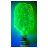Est. 75.00 - $125.00 Antique RARE Sea Biscuit With Roses (Kentucky Derby) Uranium Glass Lamp Finial
