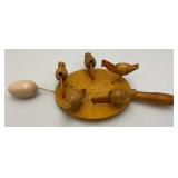 Vintage Wooden Chicken Pecking Toy 9"