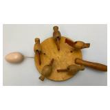 Vintage Wooden Chicken Pecking Toy 9"