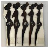 Vintage Celluloid Zulu Lulu Aging Lady Prank Stir Sticks