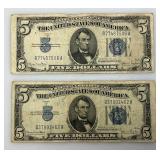 1934 D (5 Dollar) Blue Seal Silver Certificates