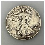 1942 90% Silver Walking Liberty Silver Half Dollars