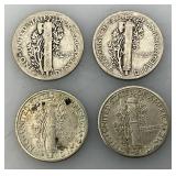 Group Of misc. 90% Silver Mercury Dimes