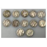 Group Of misc. 90% Silver Mercury Dimes