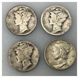 Group Of misc. 90% Silver Mercury Dimes