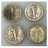 Group Of misc. 90% Silver Mercury Dimes