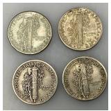 Group Of misc. 90% Silver Mercury Dimes