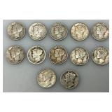 Group Of misc. 90% Silver Mercury Dimes