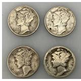 Group Of misc. 90% Silver Mercury Dimes