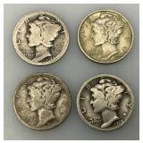 Group Of misc. 90% Silver Mercury Dimes