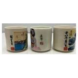 Misc. Vintage Japanese Sake Cups With Japanese Artwork