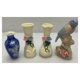Group Of Vintage Miniature Oriental Blue And White Vases And More