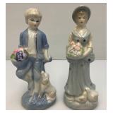 Vintage Blue And White Porcelain Figures