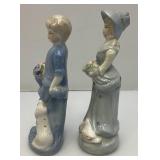 Vintage Blue And White Porcelain Figures