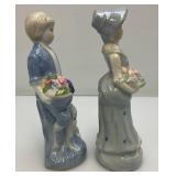 Vintage Blue And White Porcelain Figures