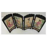 Vintage Miniature Table Top Chinese Folding Screen And Phillipines Calendar