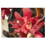 Vintage Asian Chenese Bonsai Tree Made Of Coral And Shells With Copper 9" Tall