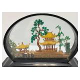 Vintage Collectible Chinese Colored Corkwood Carved Diorama Display Ornament  8" x 6 1/4" H