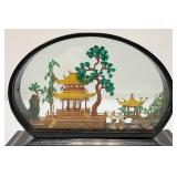 Vintage Collectible Chinese Colored Corkwood Carved Diorama Display Ornament  8" x 6 1/4" H