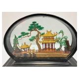 Vintage Collectible Chinese Colored Corkwood Carved Diorama Display Ornament  8" x 6 1/4" H