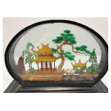 Vintage Collectible Chinese Colored Corkwood Carved Diorama Display Ornament  8" x 6 1/4" H