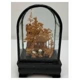 Vintage Collectible Chinese Corkwood Carved Diorama Display Ornament 6 1/2" x 4" x 3"