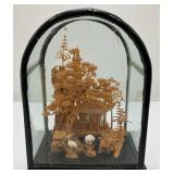 Vintage Collectible Chinese Corkwood Carved Diorama Display Ornament 6 1/2" x 4" x 3"