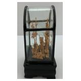 Vintage Collectible Chinese Corkwood Carved Diorama Display Ornament 6 1/2" x 4" x 3"