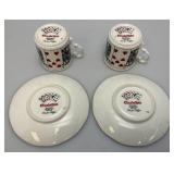 Vintage Poker Adorned Tea Cups And Saucers