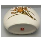 Vintage Japanese Satsuma Porcelain Vase And Porcelain Fans With Stands