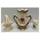 Misc. Vintage Pottery Items Including Oriental Flower Shaped Vase And More