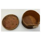Est. $175.00 - $300.00 Antique Native American Birch Back And Porcupine Quill Round Trinket Box 3" x 5"