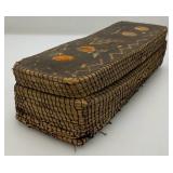 Est. $155.00 - $325.00 Antique Native American Birch Back And Porcupine Quill Trinket Box  9" L x 2 1/2" H x 3" W