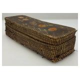 Est. $155.00 - $325.00 Antique Native American Birch Back And Porcupine Quill Trinket Box  9" L x 2 1/2" H x 3" W