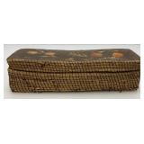 Est. $155.00 - $325.00 Antique Native American Birch Back And Porcupine Quill Trinket Box  9" L x 2 1/2" H x 3" W