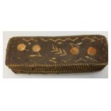 Est. $155.00 - $325.00 Antique Native American Birch Back And Porcupine Quill Trinket Box  9" L x 2 1/2" H x 3" W